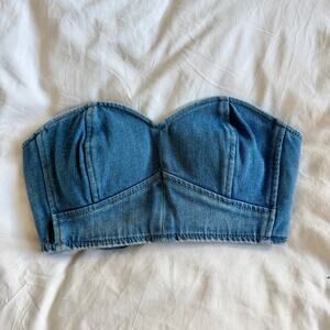 Miss Sixty y2k Denim Bustier Top Lace Up Sweetheart Neckline Size XS